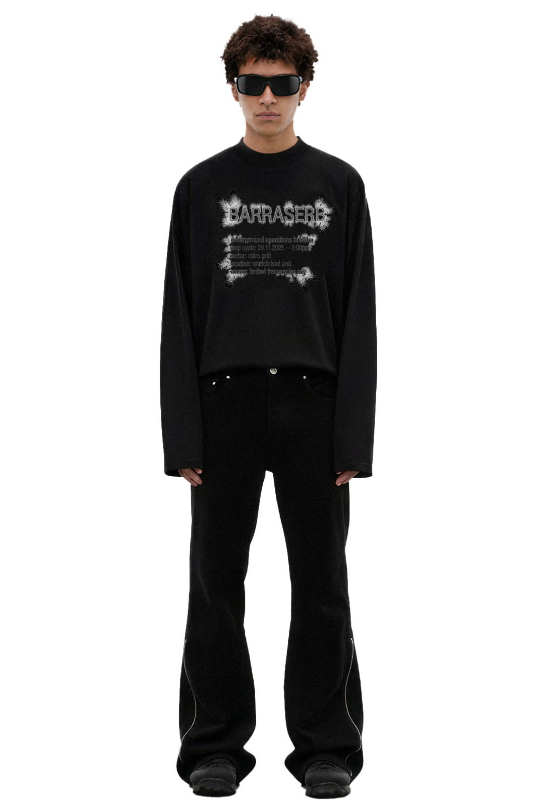 BRSRB Black Distorted Flower Long Sleeve